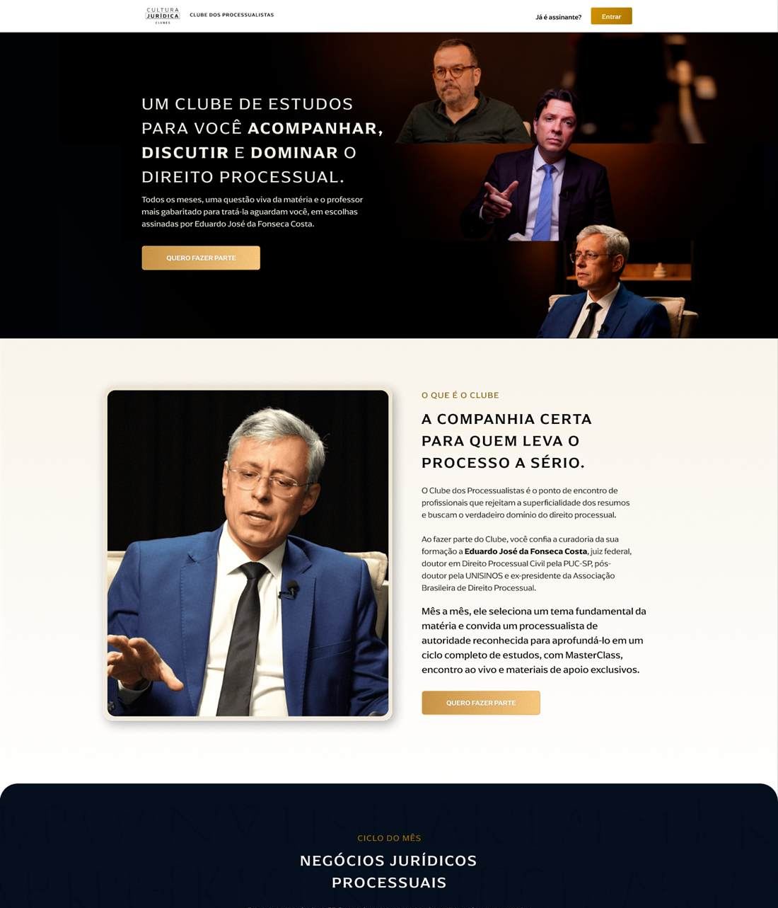 The top of the G7 Jurídico landing page, for a study club on procedural law, designed by Franzé Studio