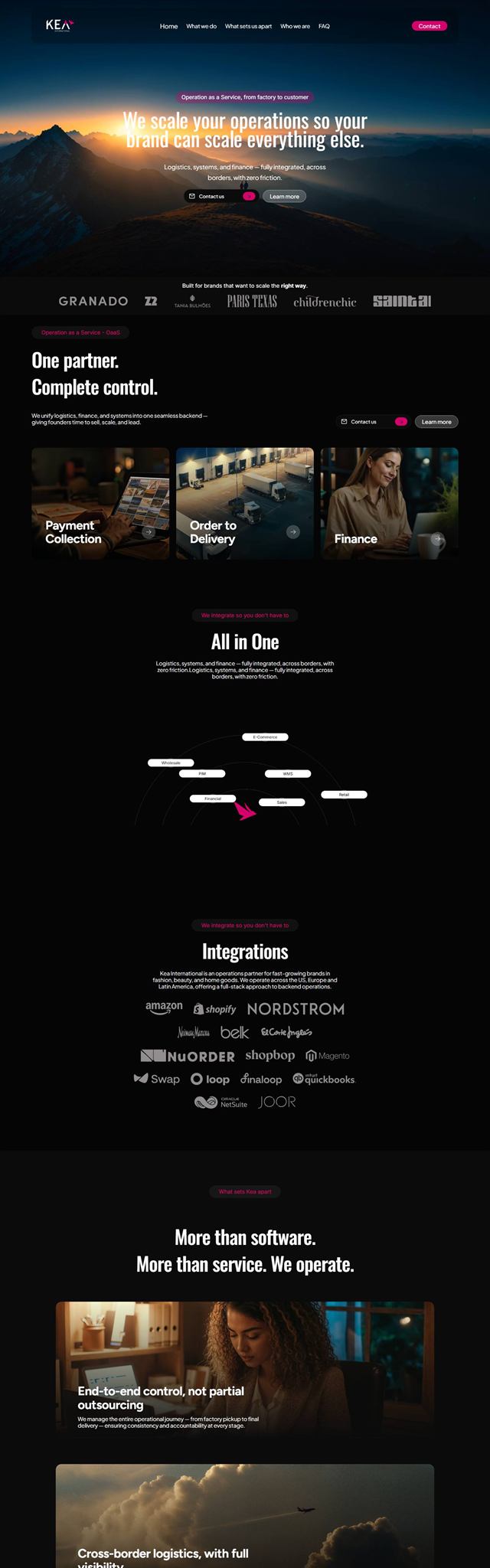 The Kea International website from top to bottom, designed by Franzé Studio