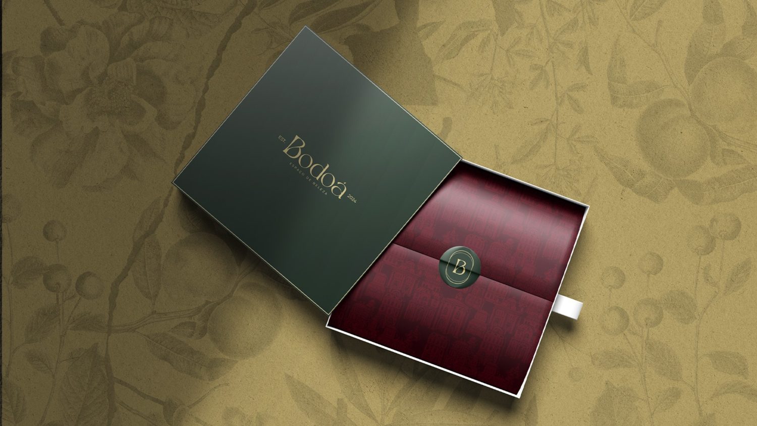 Premium Bodoá box in deep green with a gold seal