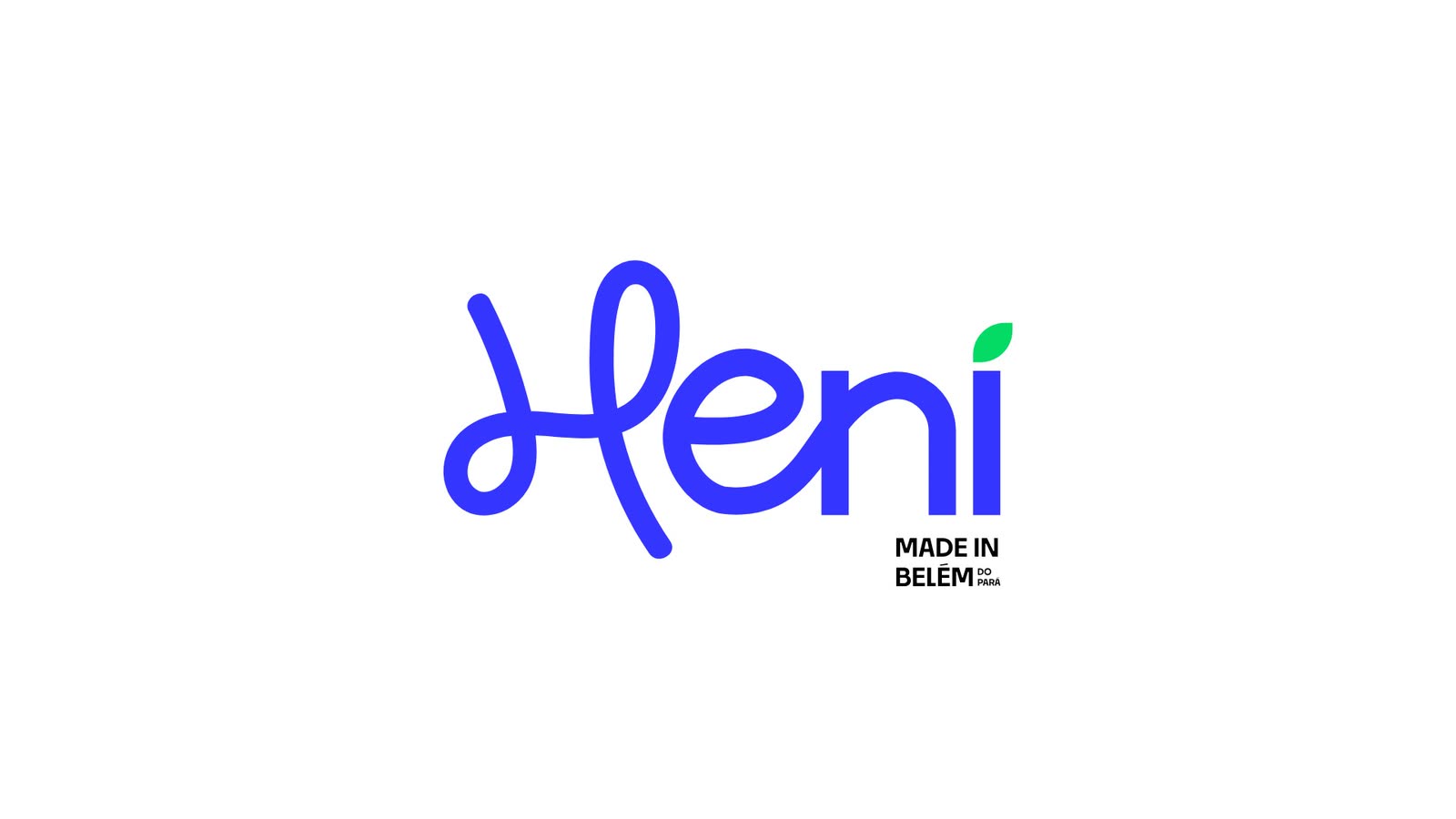 The Heni logo in royal blue on white