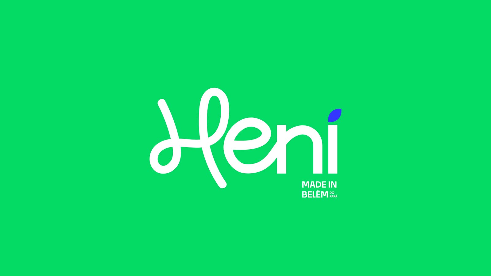 The Heni logo in white on leaf green