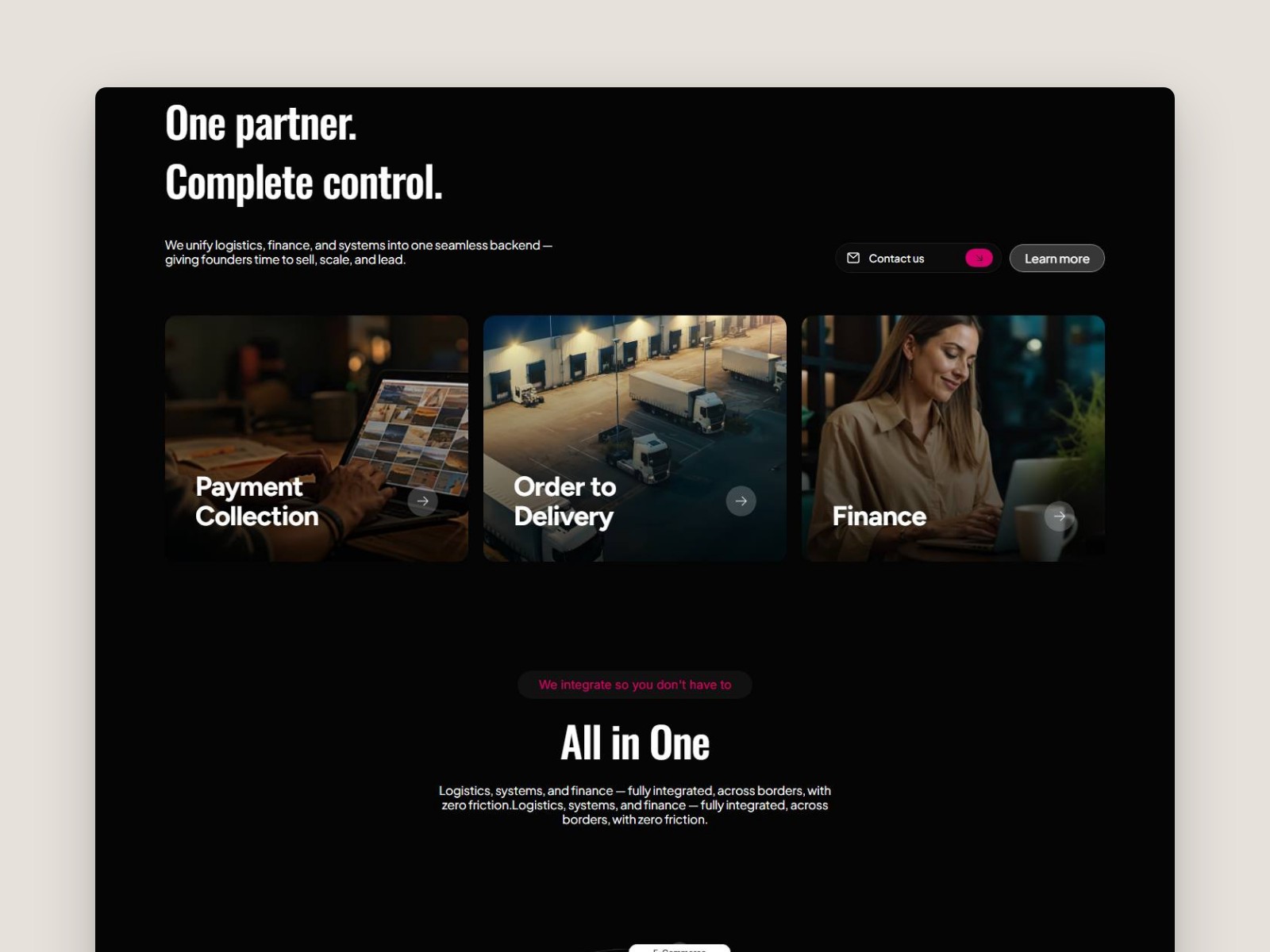 01. One partner, complete control: the offer in three parts.