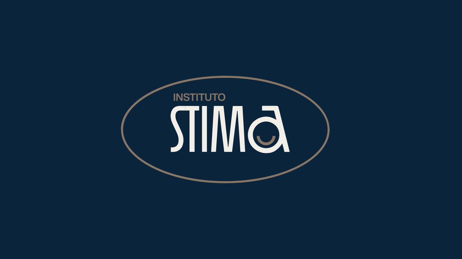 The Instituto STIMA logo in sand on navy, inside an oval seal