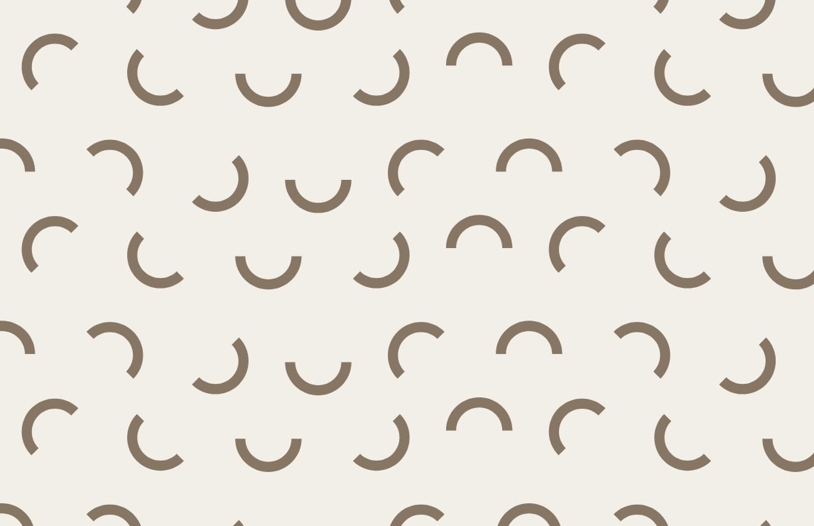 The STIMA supporting texture: smile-shaped arcs in earth brown on linen