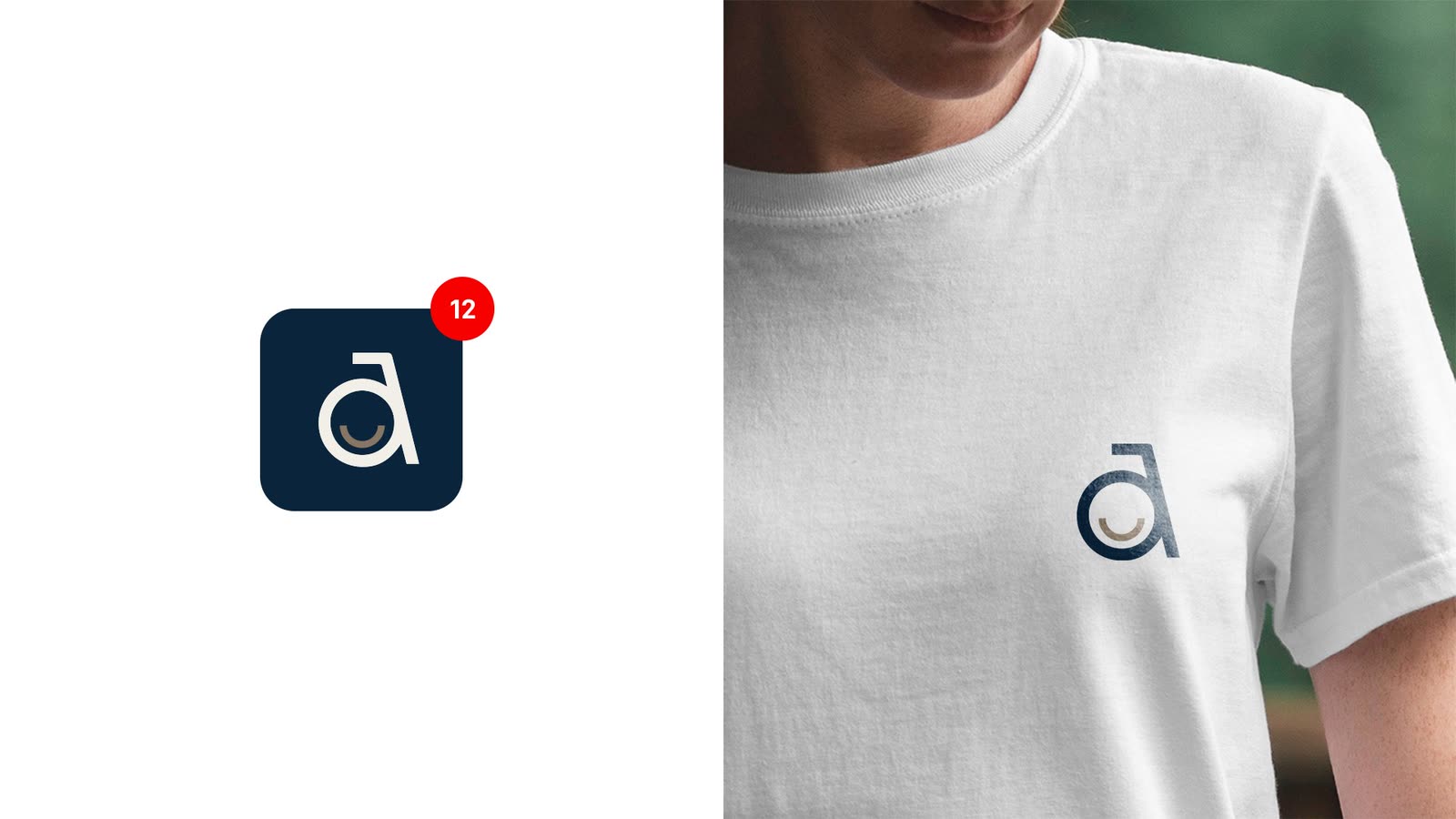The STIMA a as an app icon and on a white t-shirt